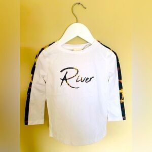 Three Sixty Baby Boys White Leopard 'River' Print Long Tapered Sleeve T-Shirt